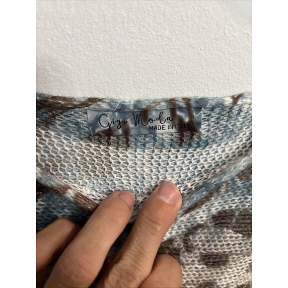 Gigi Moda Made In Italy Animal Print Wide sleeve Top Y2K Boho Artsy - Picture 4 of 9